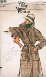 8699 VOG LINED COLLAR RAGLAN WRAP COAT,BELT PATTERN 14,12